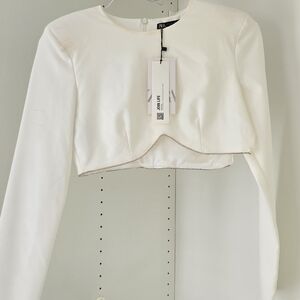 Zara Sparkly Rhinestone Long Sleeve Crop Top